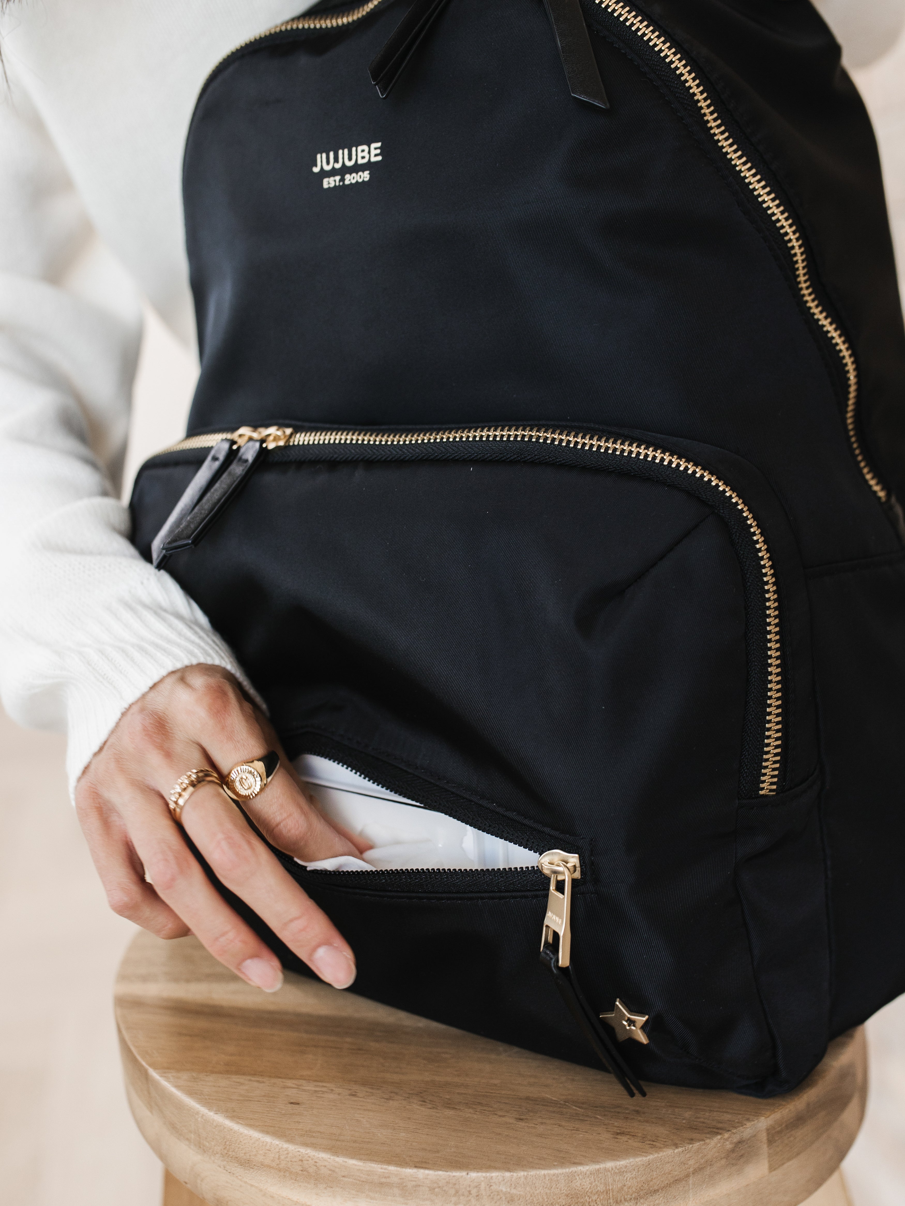 Everyday Diaper Backpack - Black | JuJuBe - additional view