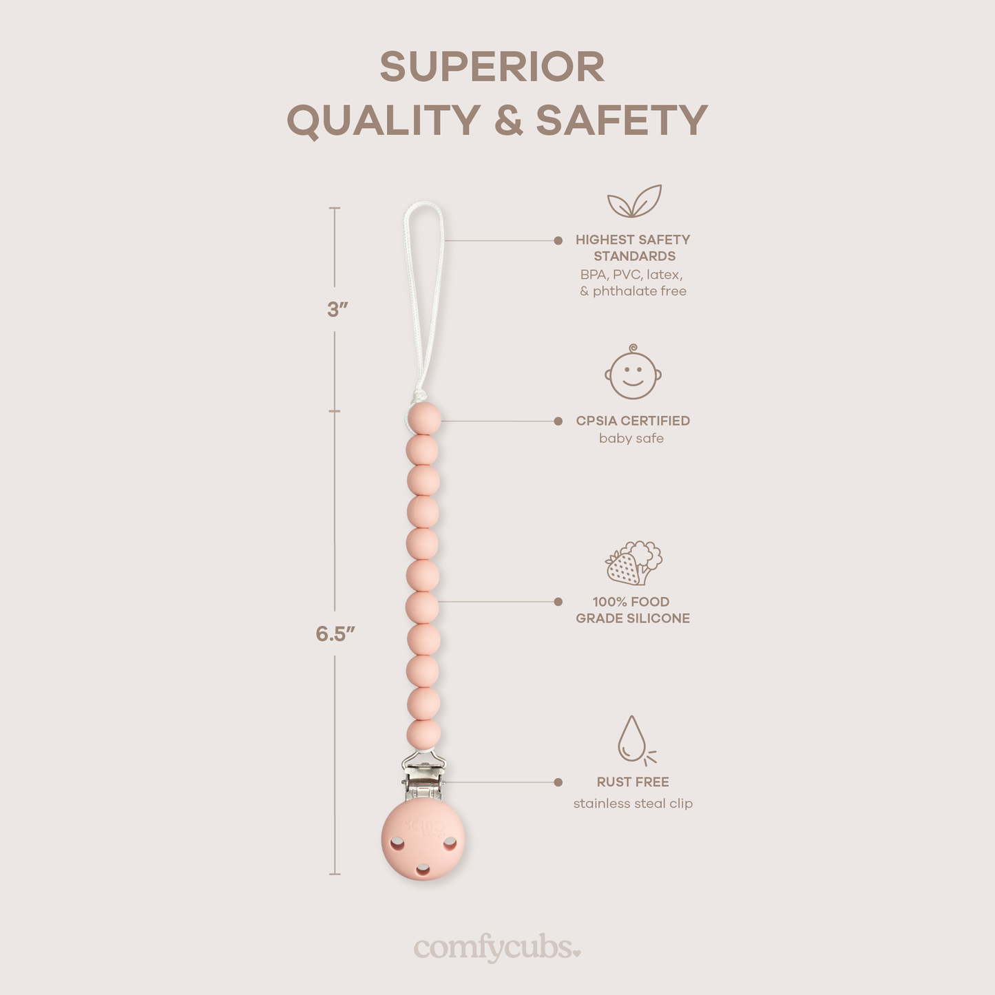 Pacifier Clips, 2 Pack  - Pink Blush