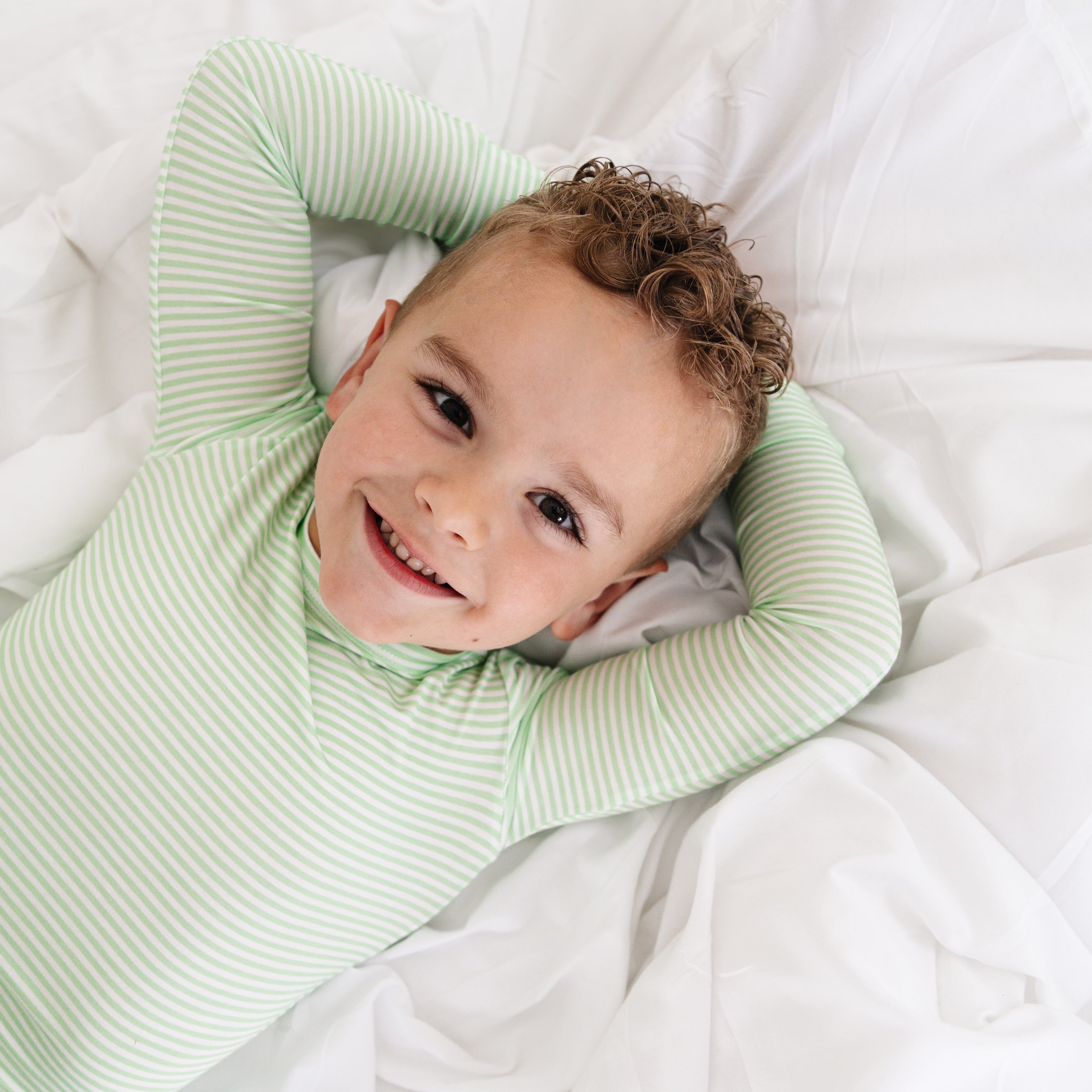 Pear Stripe Bamboo Toddler Pajama Set | Motette - additional view