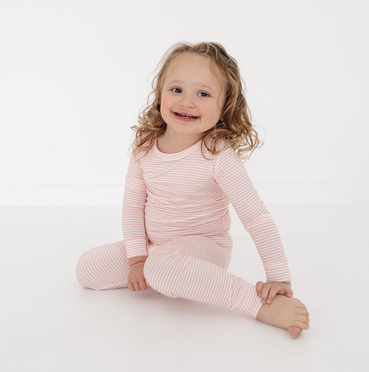 Peony Stripe Bamboo Toddler Pajama Set