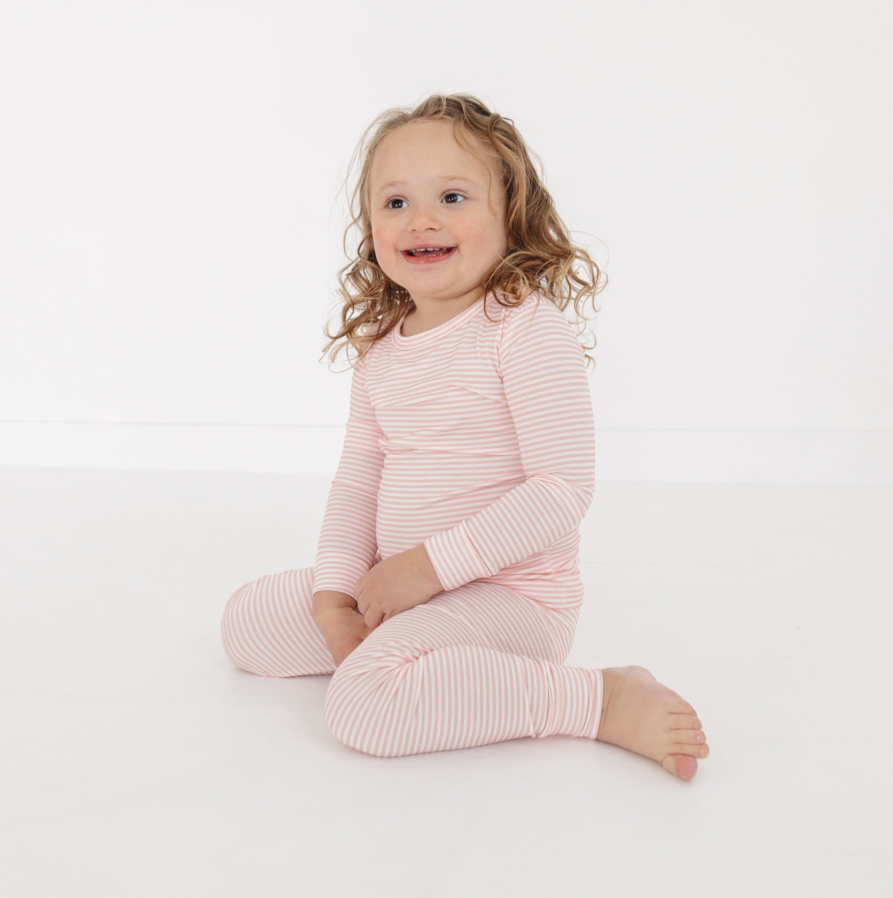 Peony Stripe Bamboo Toddler Pajama Set | Motette - additional view
