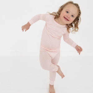 Peony Stripe Bamboo Toddler Pajama Set | Motette - additional view