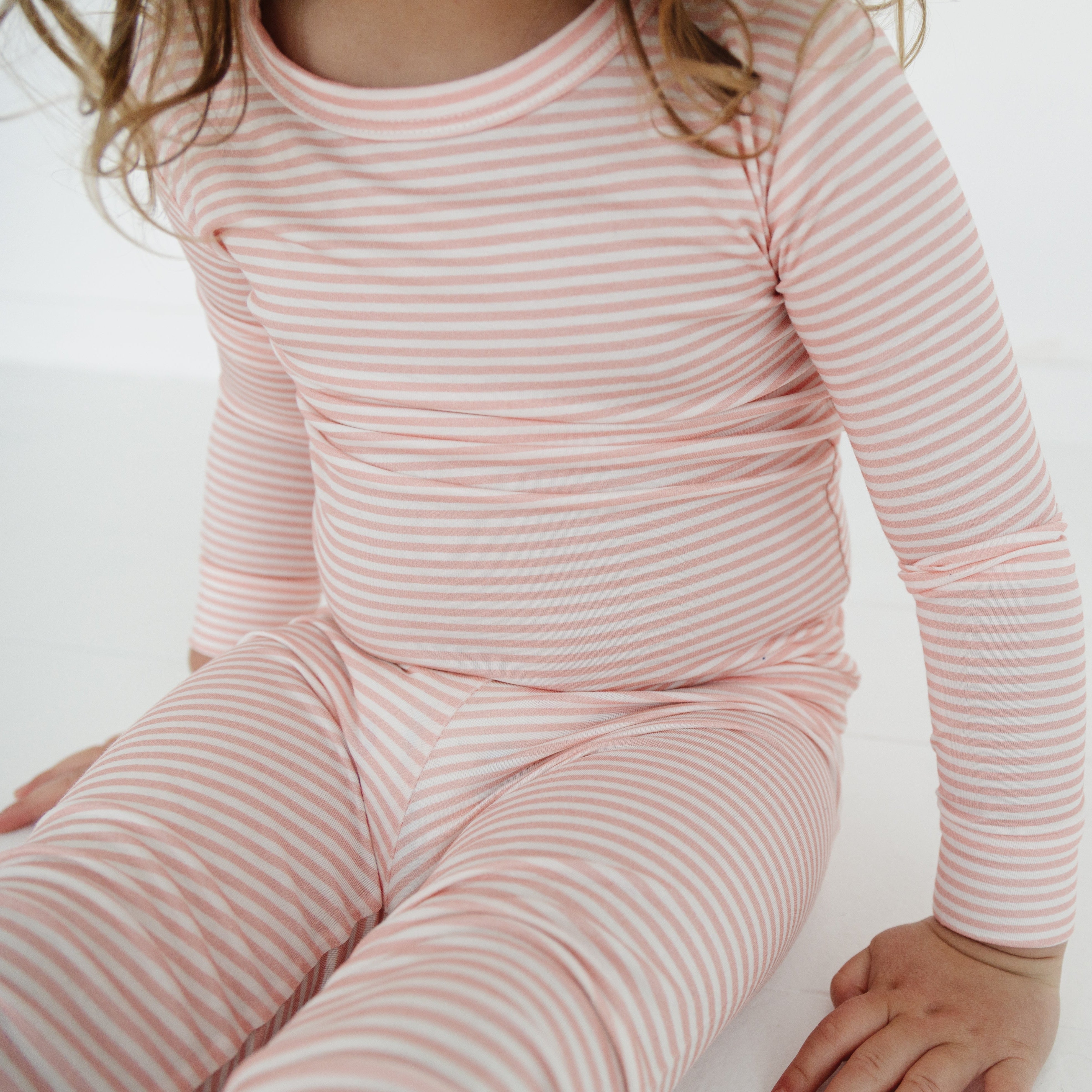 Peony Stripe Bamboo Toddler Pajama Set | Motette - additional view
