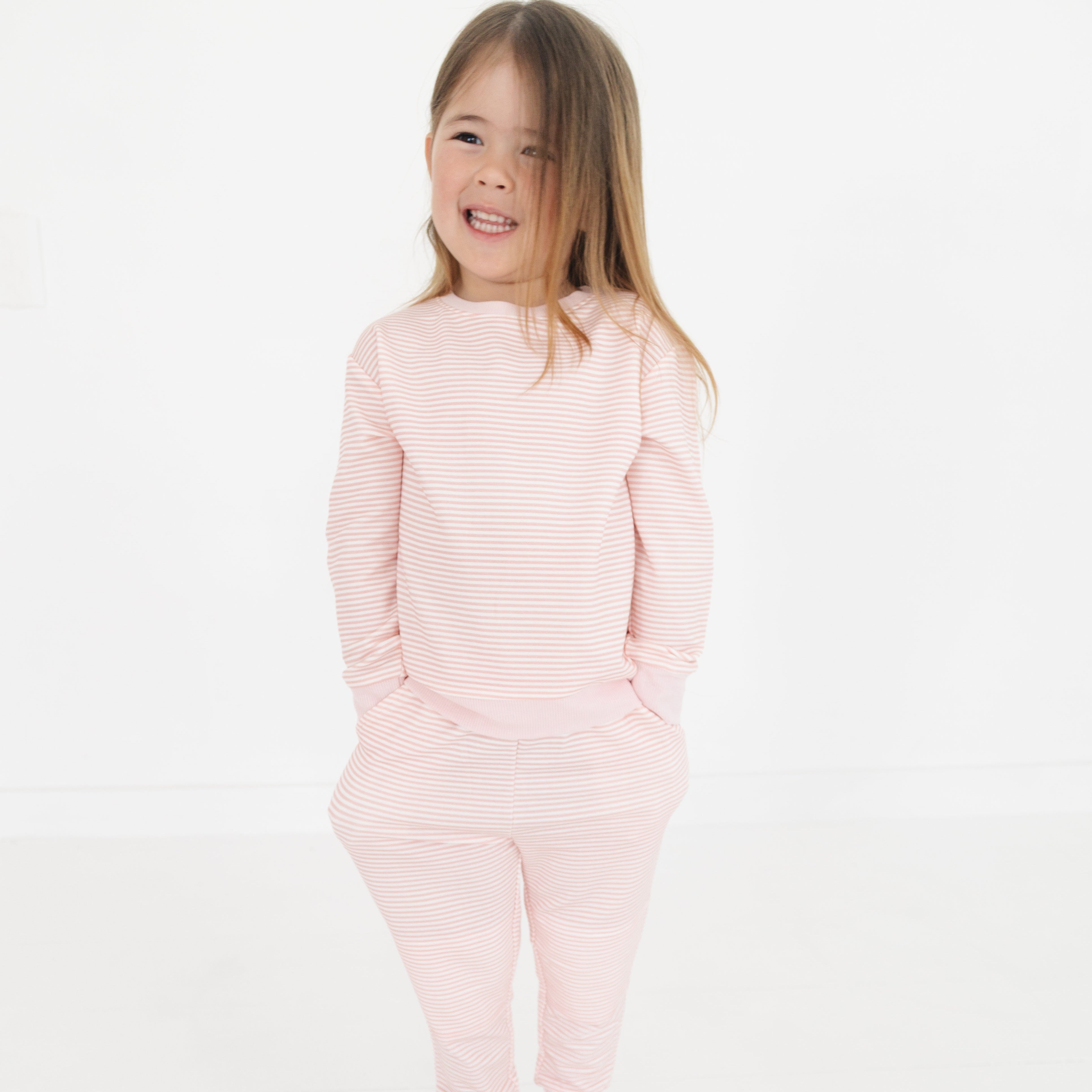 Peony Stripe Little Lounger Bamboo Sweatsuit | Motette