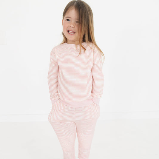 Peony Stripe Little Lounger Bamboo Sweatsuit