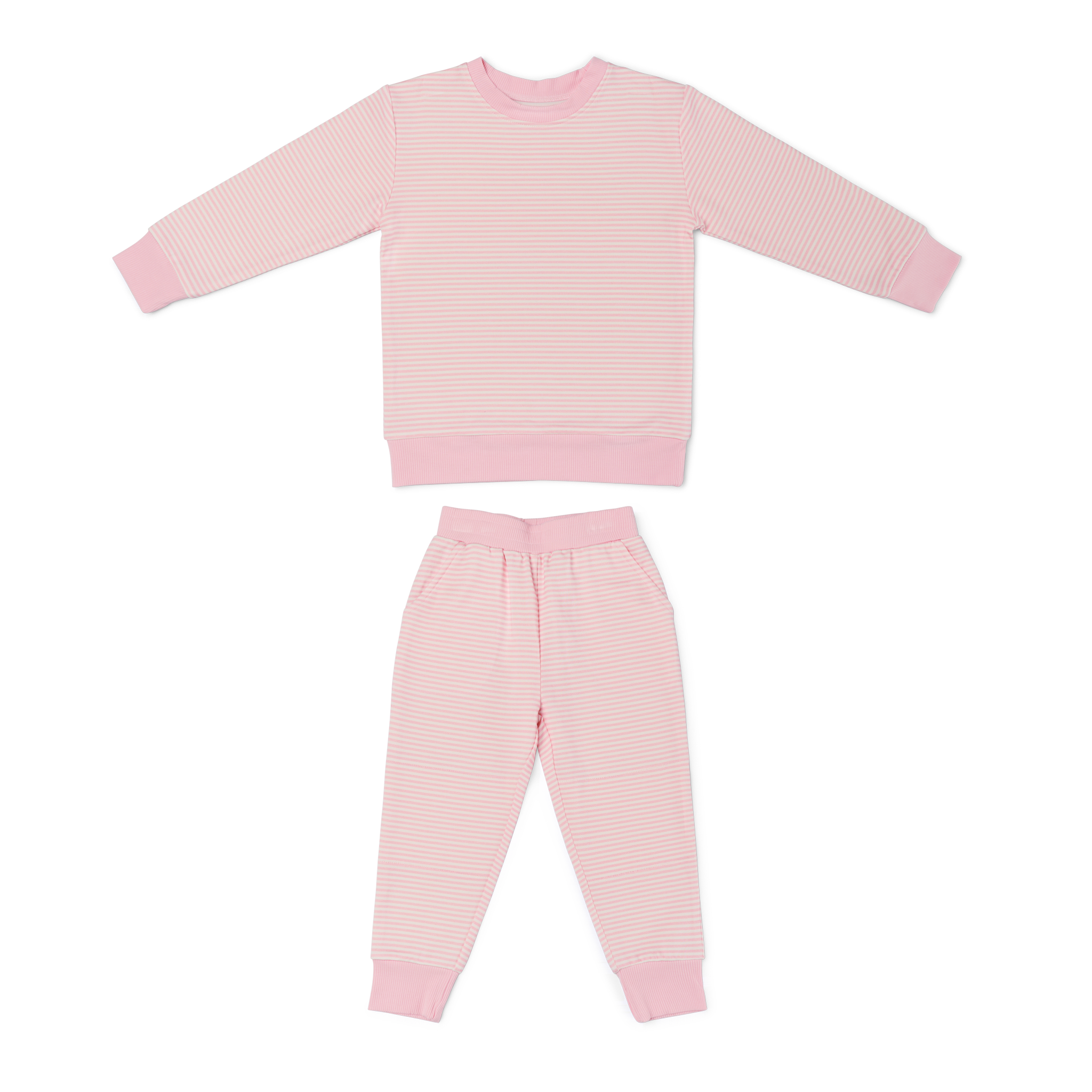 Peony Stripe Little Lounger Bamboo Sweatsuit | Motette - additional view