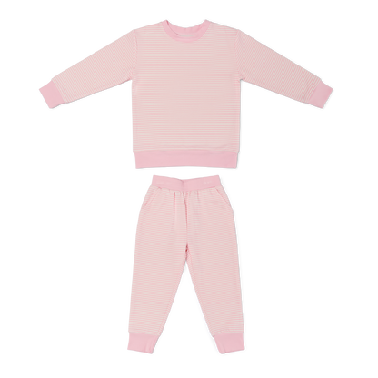 Peony Stripe Little Lounger Bamboo Sweatsuit
