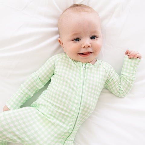 Motette Pistachio Gingham Bamboo Sleeper