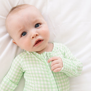 Pistachio Gingham Bamboo Sleeper | Motette - additional view
