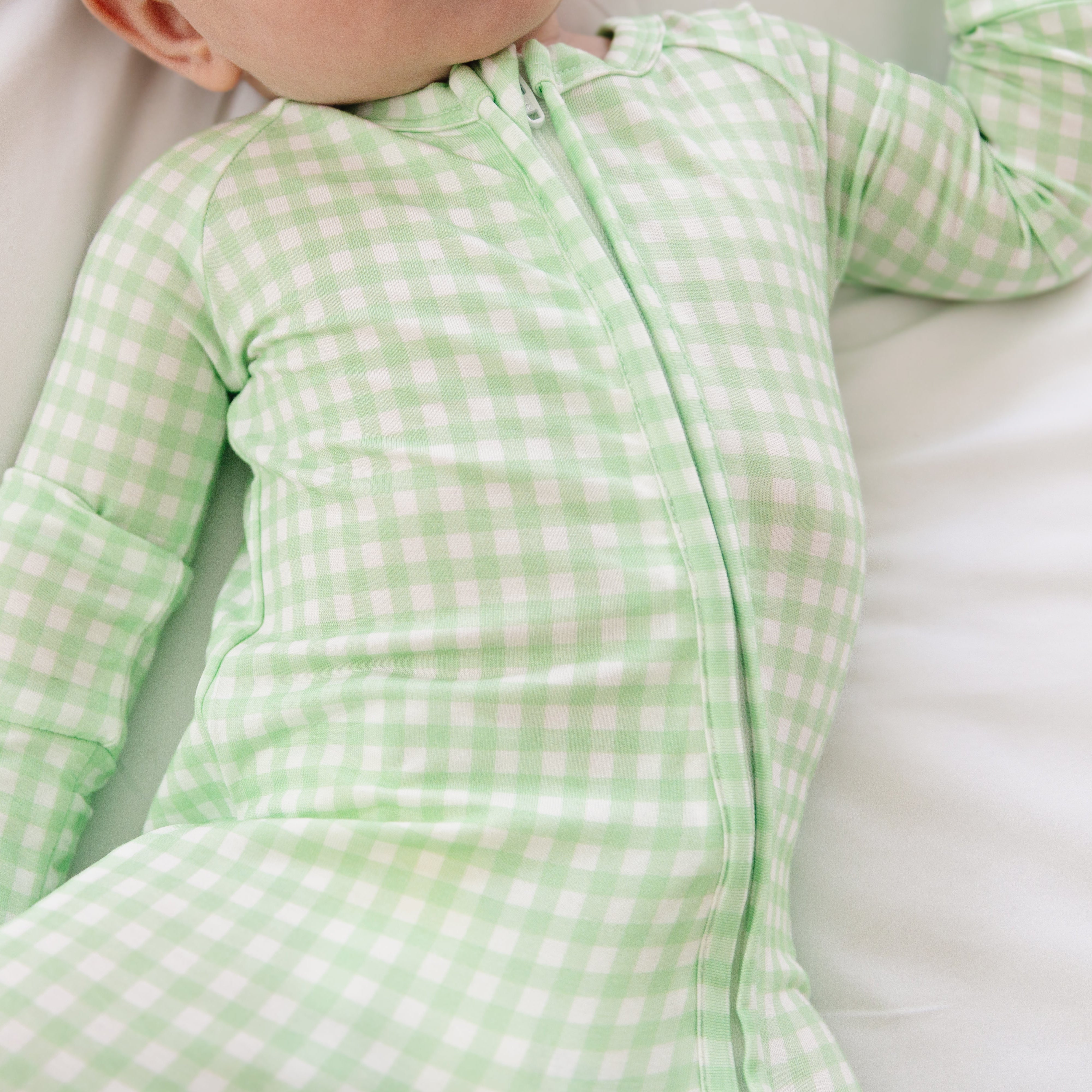 Pistachio Gingham Bamboo Sleeper | Motette - additional view