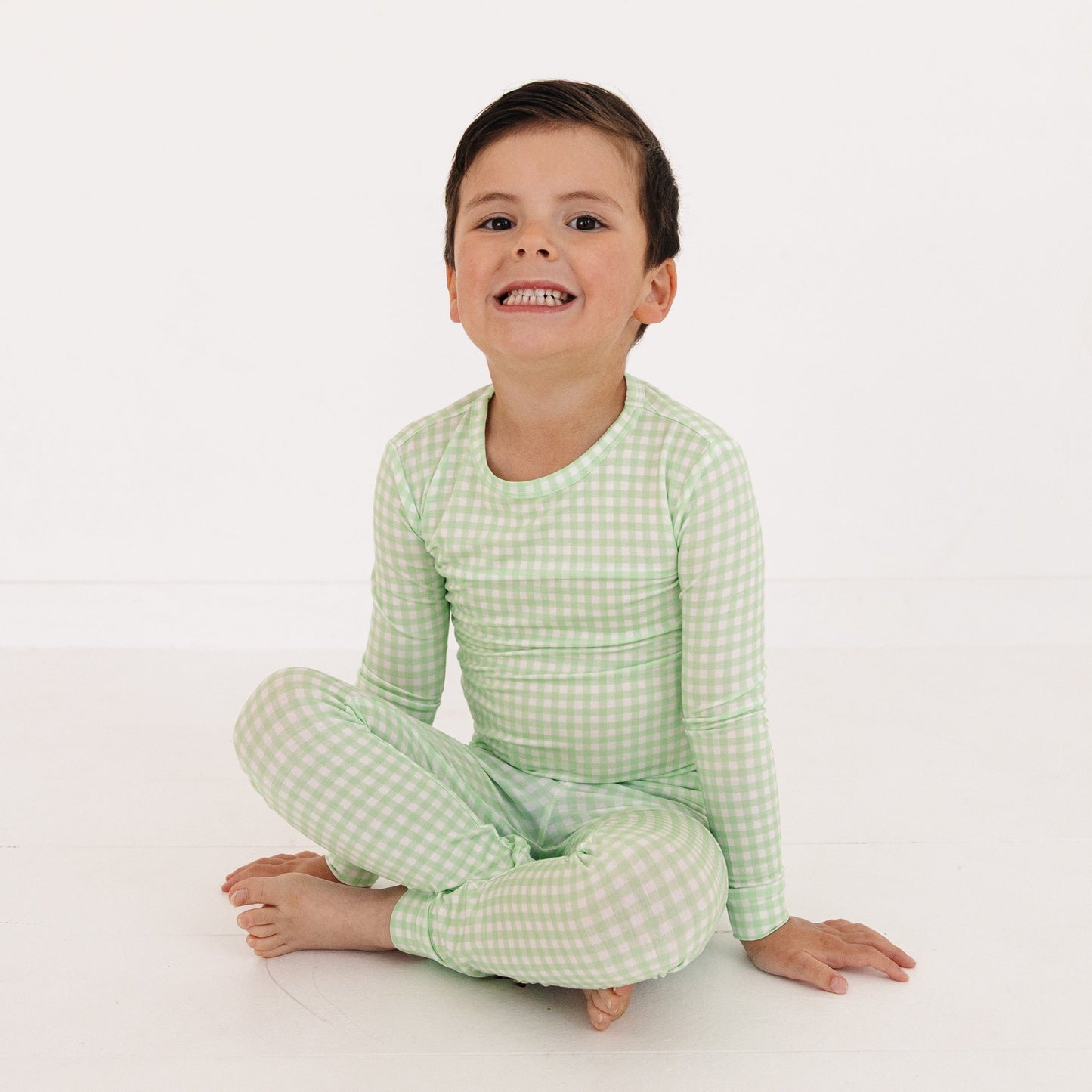 Pistachio Gingham Bamboo Toddler Pajama Set