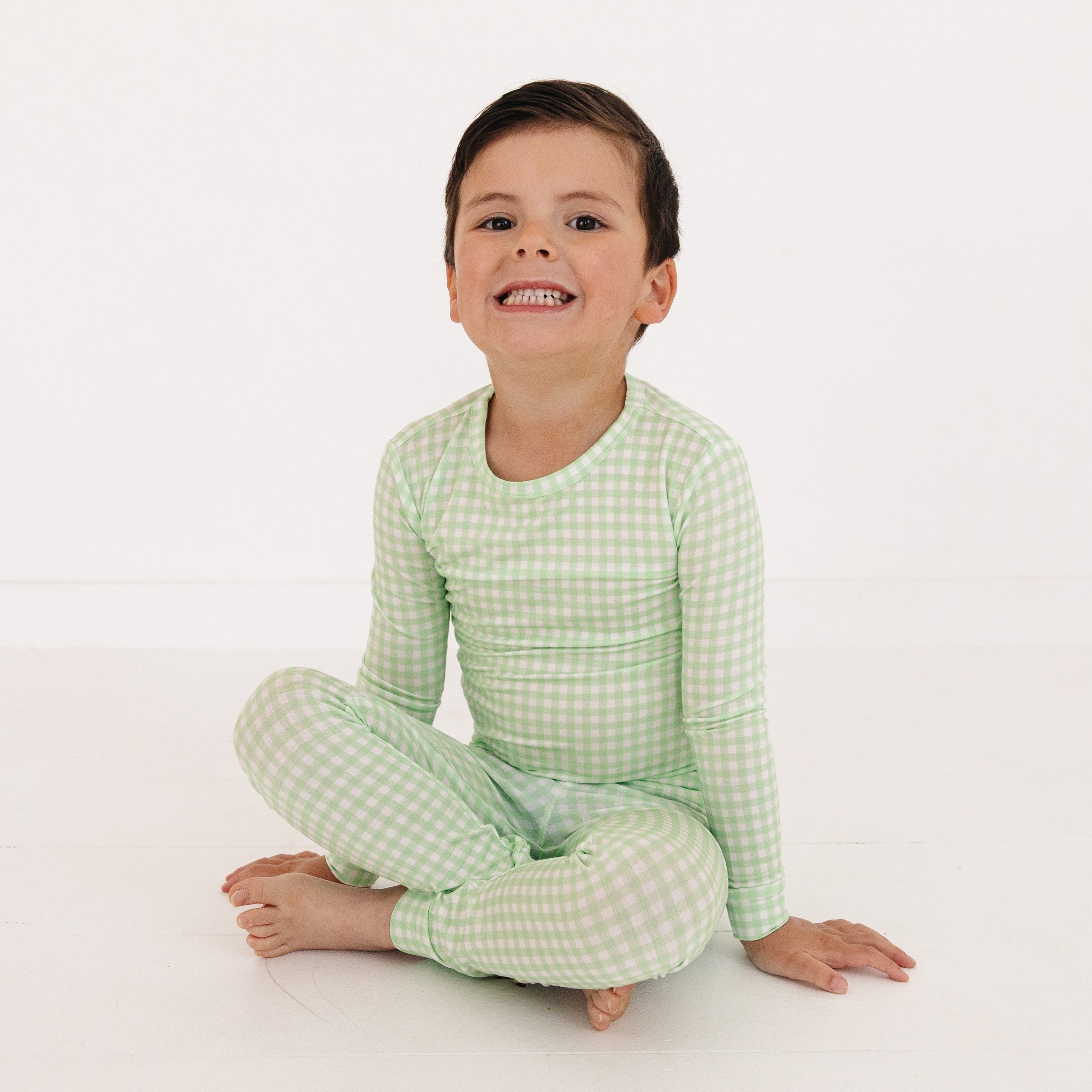Pistachio Gingham Bamboo Toddler Pajama Set | Motette