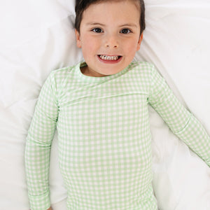 Pistachio Gingham Bamboo Toddler Pajama Set | Motette - additional view