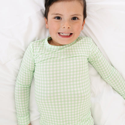 Pistachio Gingham Bamboo Toddler Pajama Set