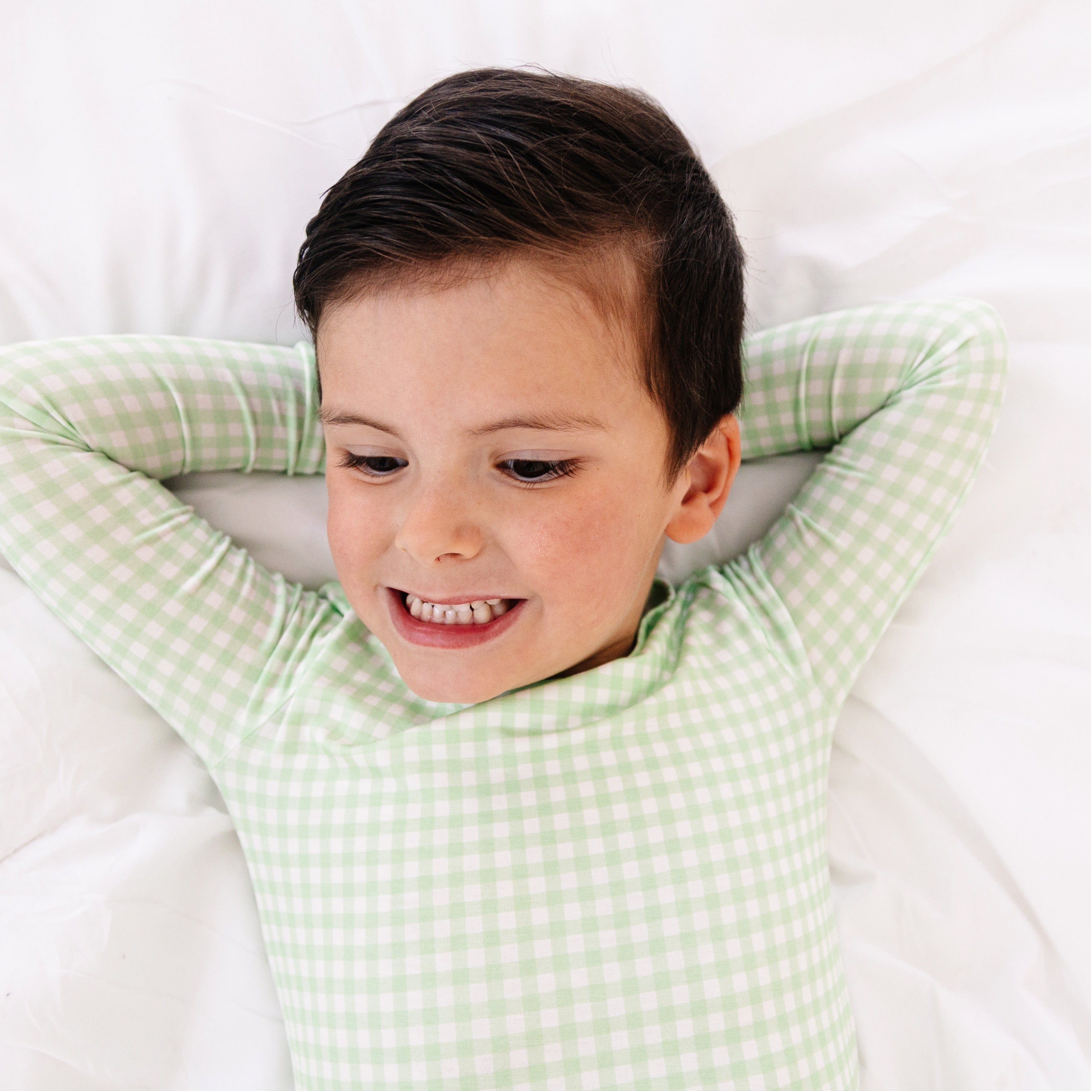 Pistachio Gingham Bamboo Toddler Pajama Set | Motette - additional view