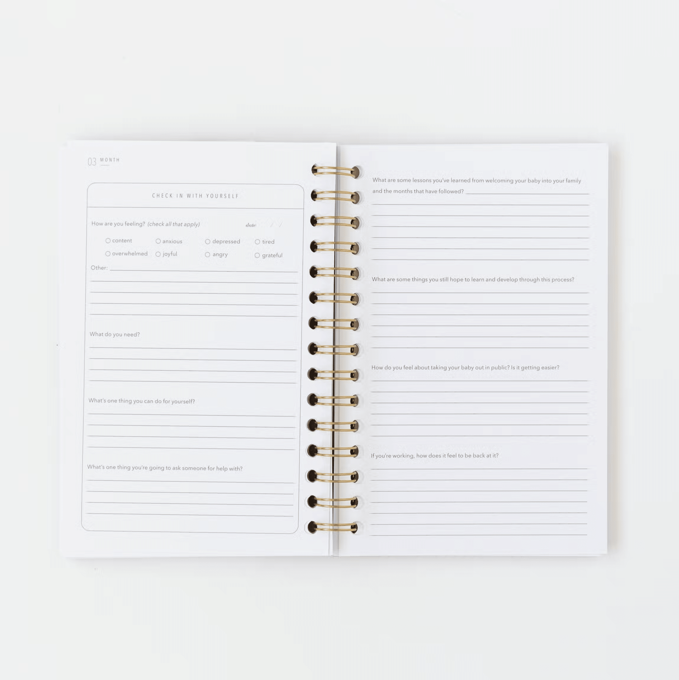 postpartum recovery journal notebook
