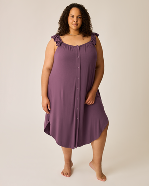 Ruffle Strap Labor & Delivery Gown | Burgundy Plum | Kindred Bravely