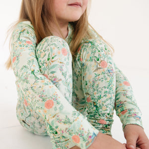Sage Blossom Bamboo Toddler Pajama Set | Motette - additional view