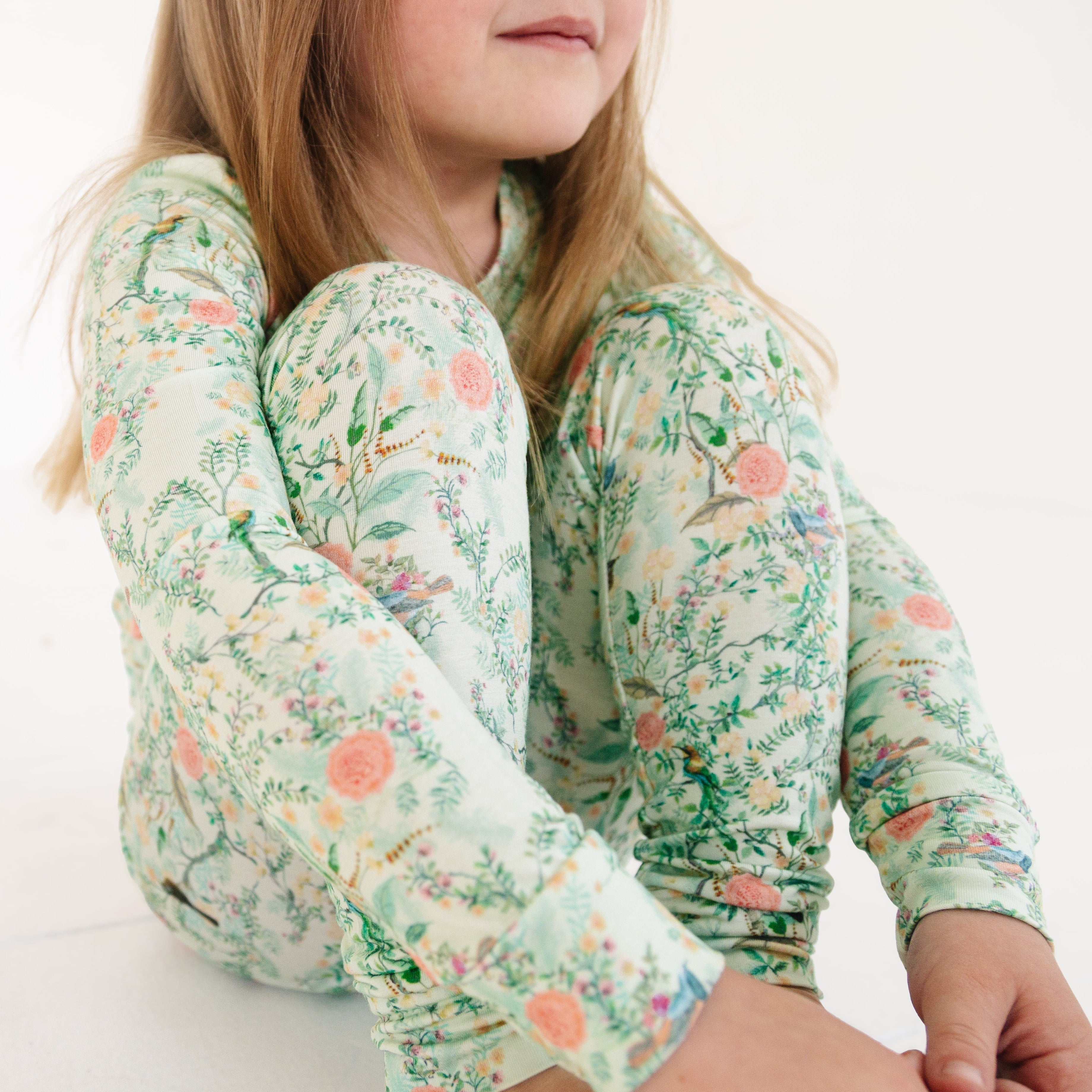 Sage Blossom Bamboo Toddler Pajama Set | Motette - additional view