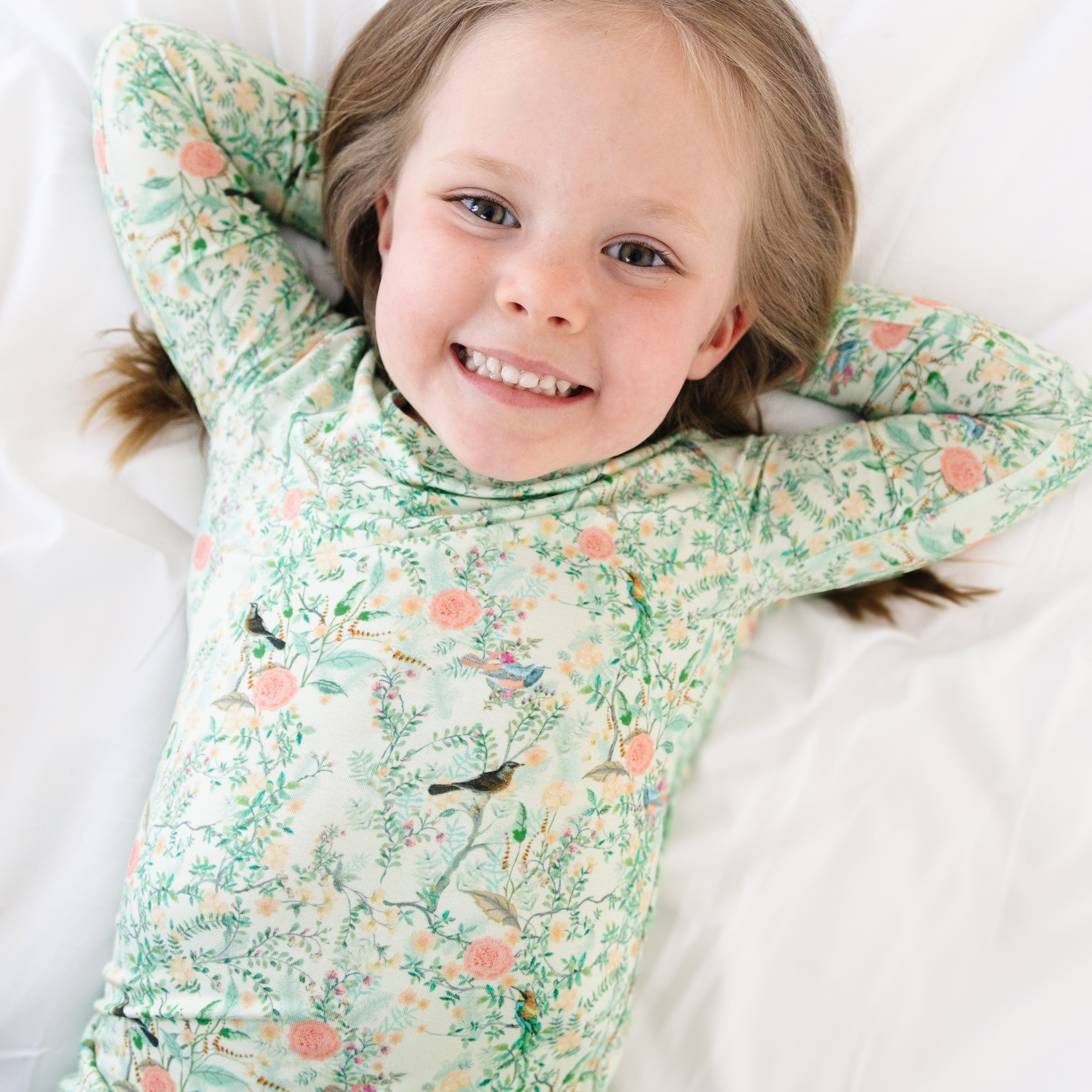 Sage Blossom Bamboo Toddler Pajama Set | Motette - additional view