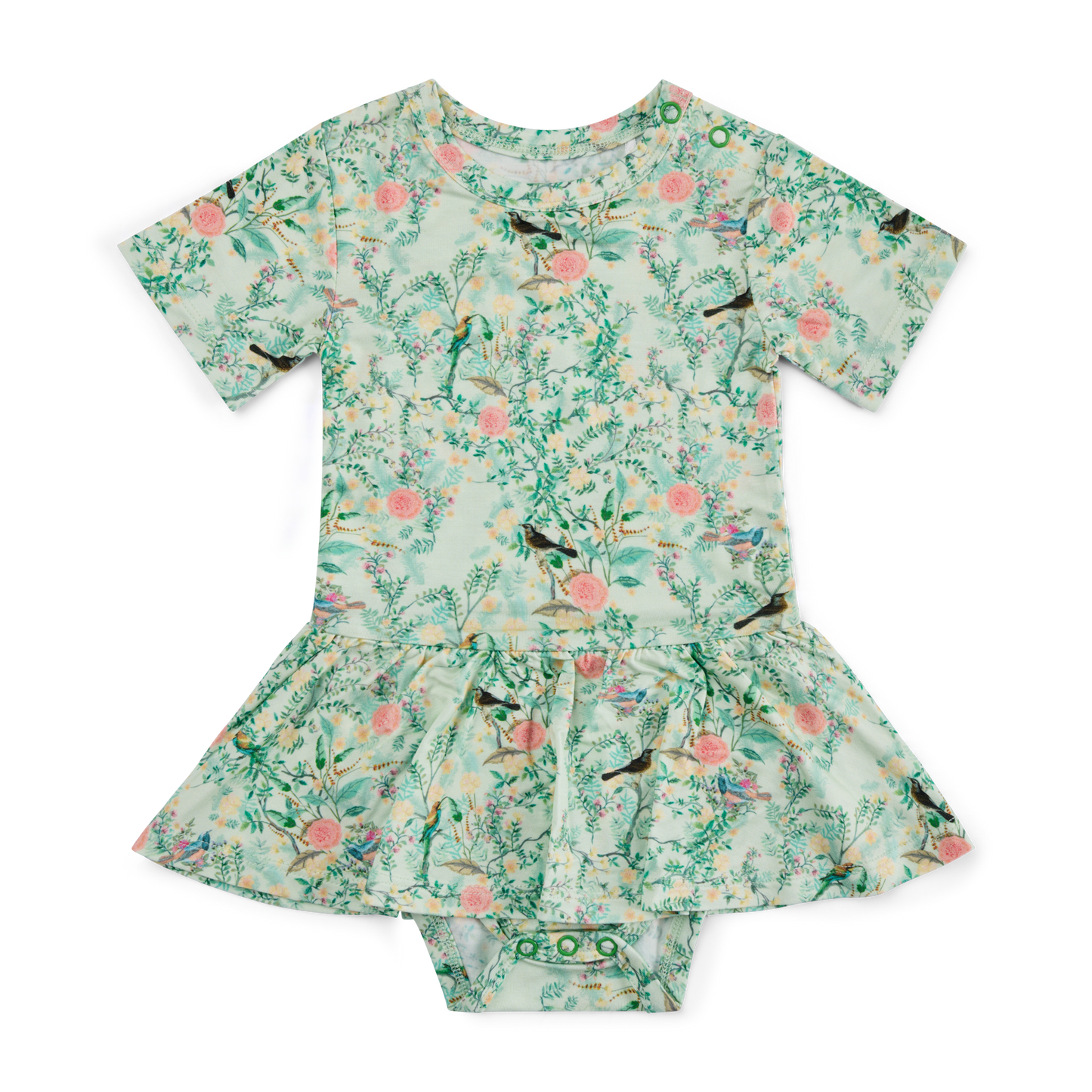 Sage Blossom Bamboo Twirl Dress with Bodysuit