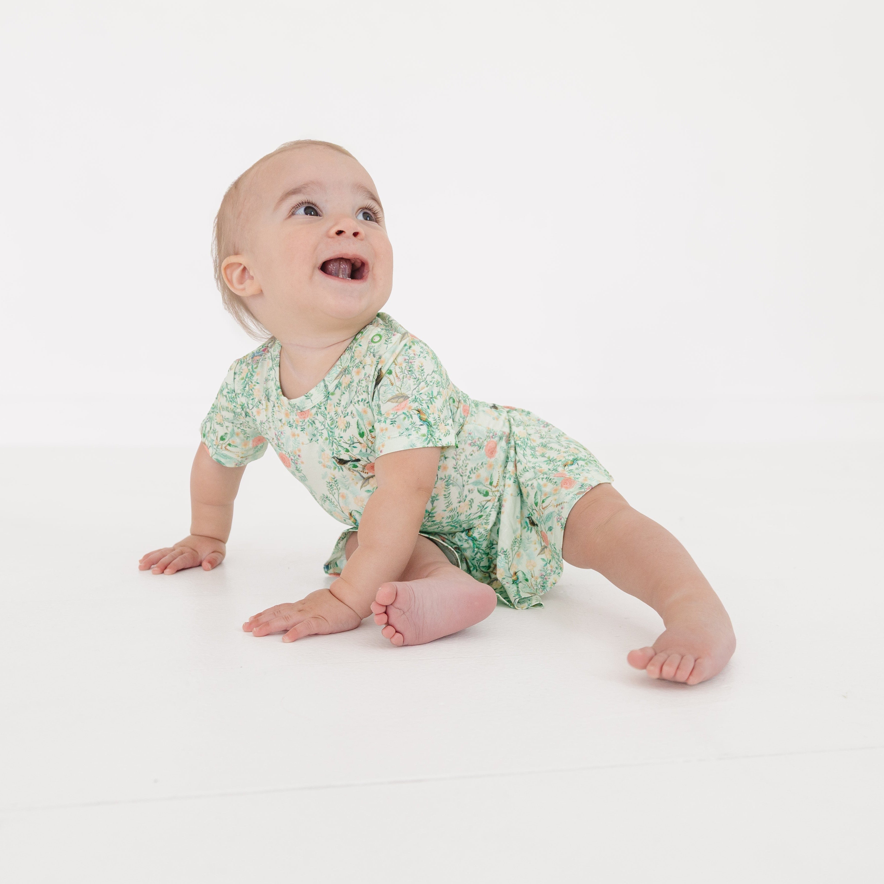 Sage Blossom Bamboo Twirl Dress with Bodysuit | Motette - additional view