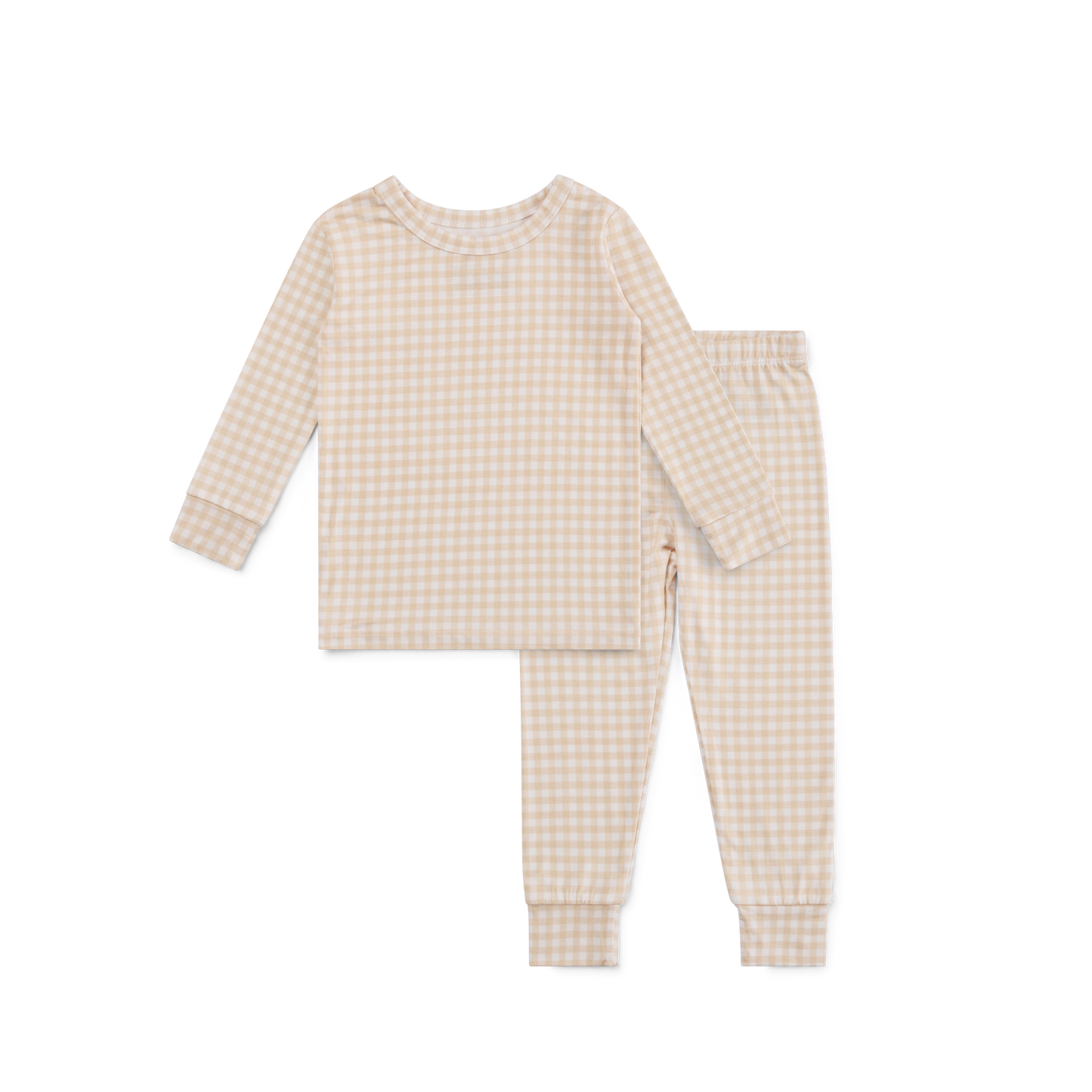 Sandstone Gingham Bamboo Toddler Pajama Set