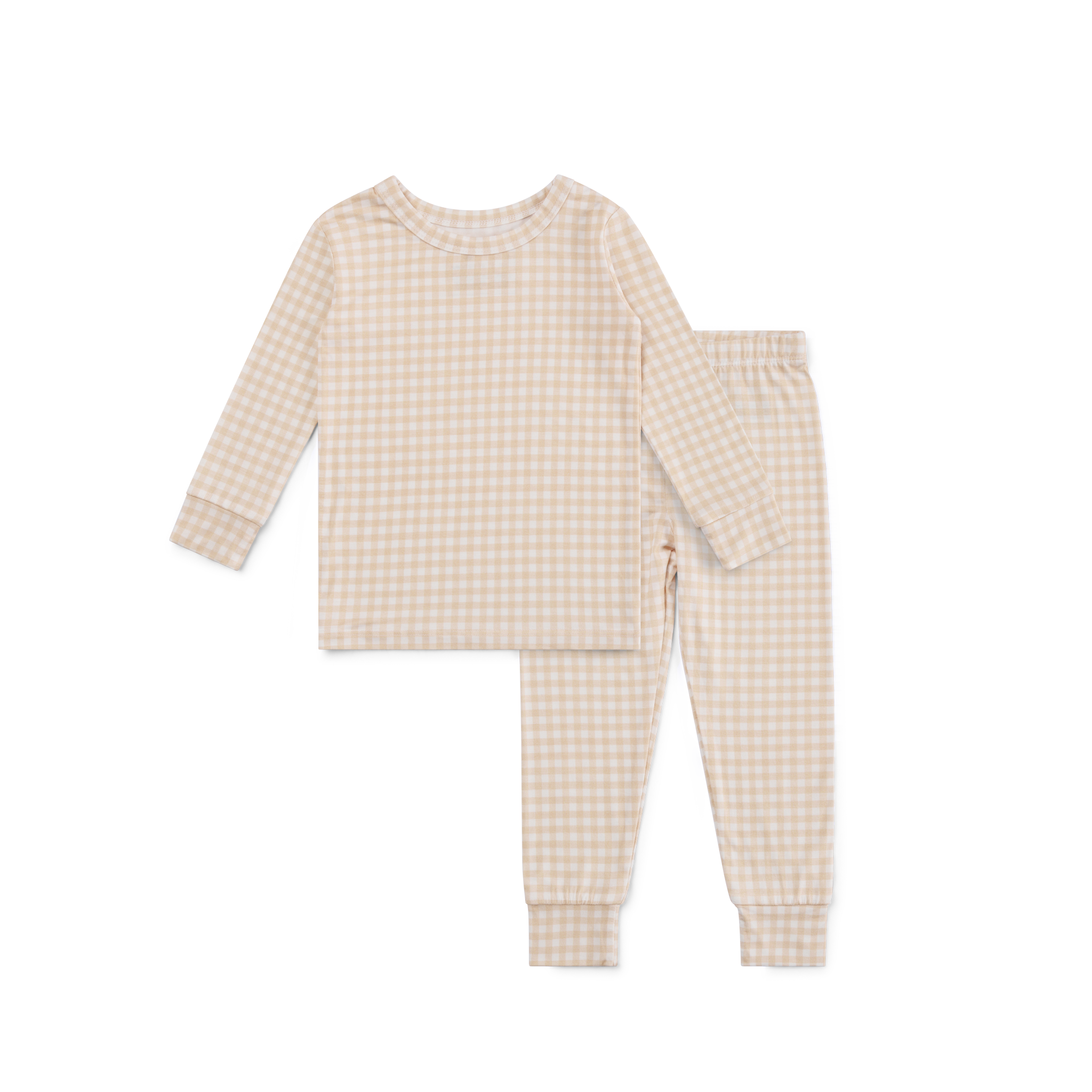Sandstone Gingham Bamboo Toddler Pajama Set | Motette - additional view