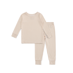 Sandstone Gingham Bamboo Toddler Pajama Set | Motette - additional view