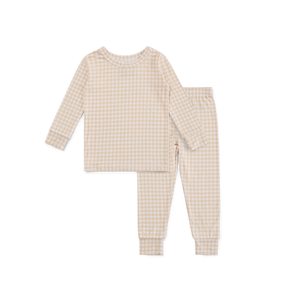 Sandstone Gingham Bamboo Toddler Pajama Set