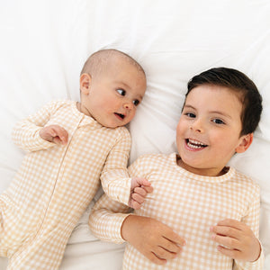 Sandstone Gingham Bamboo Toddler Pajama Set | Motette - additional view