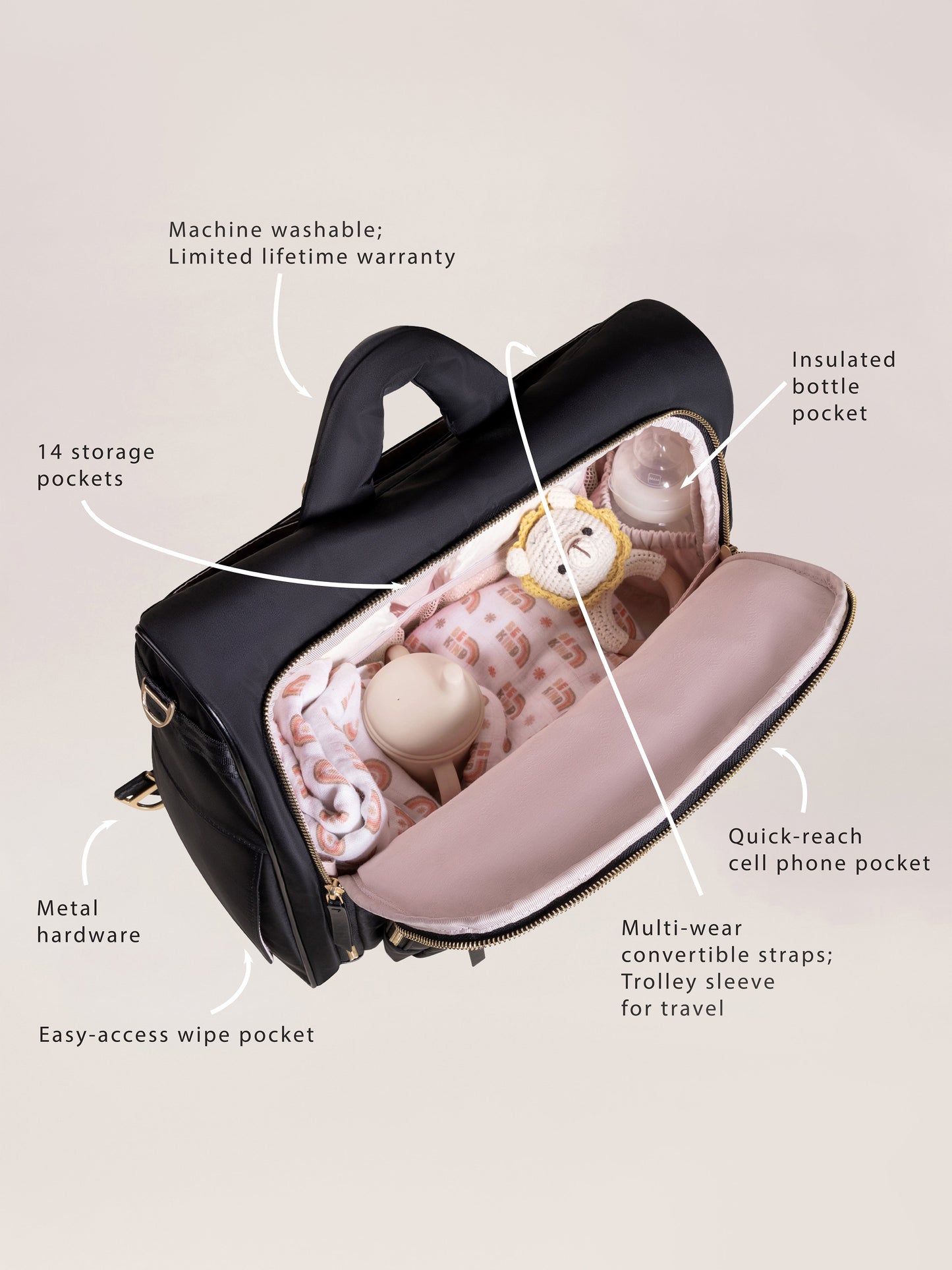 Satchel Diaper Bag - Black