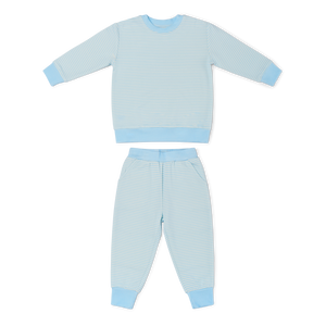 Seaside Stripe Little Lounger Bamboo Sweatsuit | Motette - additional view