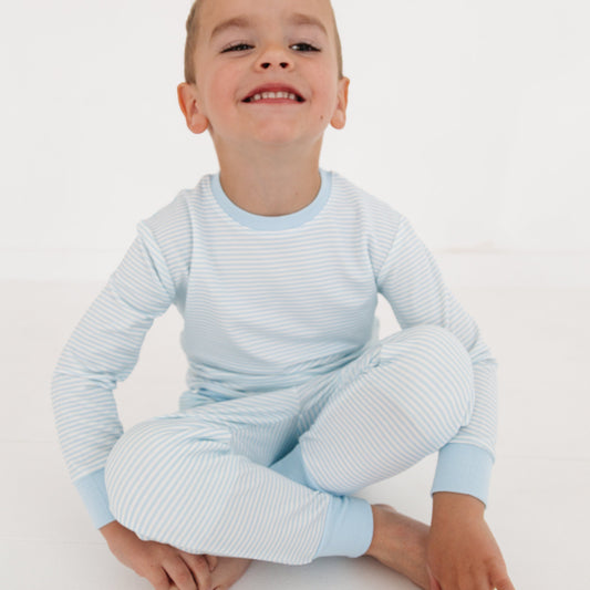 Seaside Stripe Little Lounger Bamboo Sweatsuit