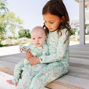 Sage Blossom Bamboo Toddler Pajama Set | Motette - additional view