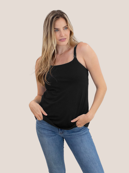 Signature Cotton Maternity & Nursing Tank | Black