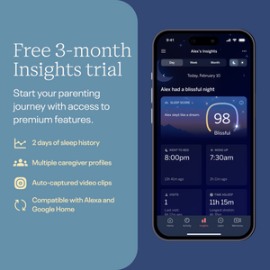 Smartphone displaying app interface with sleep tracking features on a blue background