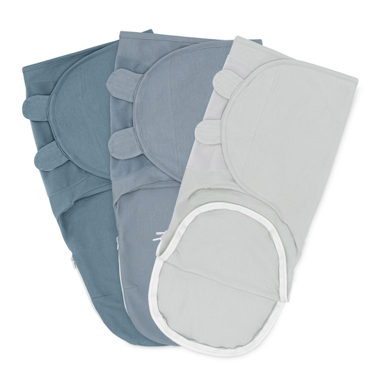 Easy Swaddle Blankets with Zipper - Stone, Pacific Blue, Nomadic Blue