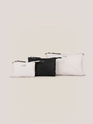 Witney Carson 3-piece Pouch Set - Cloud & Black | JuJuBe