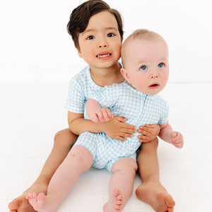 Harbor Gingham Short Sleeve & Shorts Bamboo Sleeper | Motette - additional view