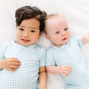 Harbor Gingham Short Sleeve & Shorts Bamboo Sleeper | Motette - additional view