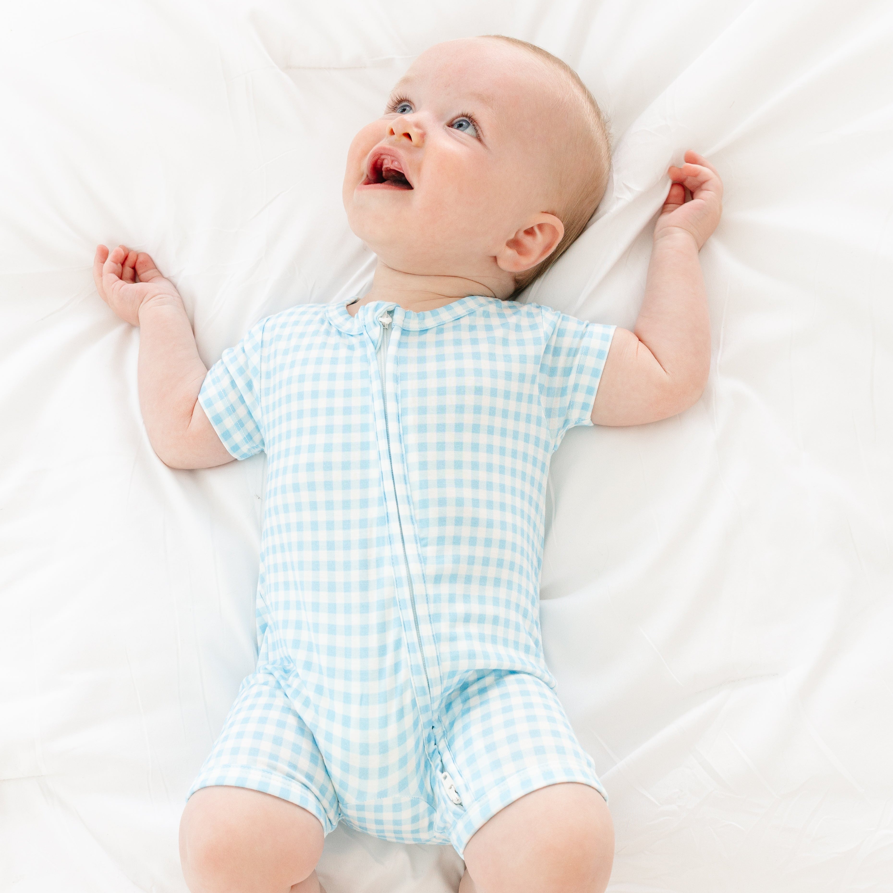 Harbor Gingham Short Sleeve & Shorts Bamboo Sleeper | Motette - additional view