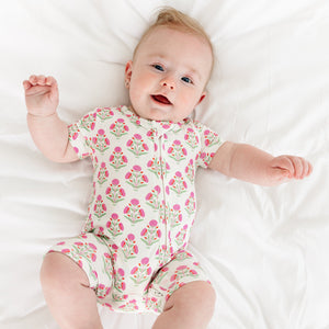 Pink Posy Short Sleeve & Shorts Bamboo Sleeper | Motette