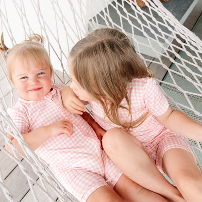 Sugar Gingham Short Sleeve & Shorts Bamboo Toddler Pajama Set