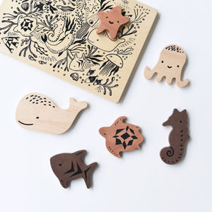 Wooden Tray Puzzle - Ocean Animals | Wee Gallery - additional view