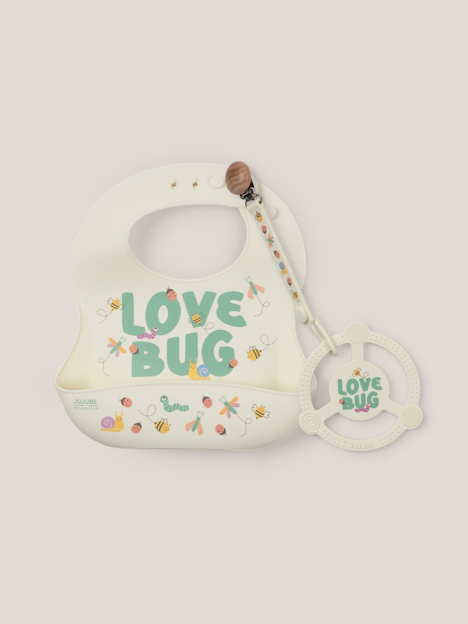 Bib and Teether Baby Bundle - Love Bug | JuJuBe