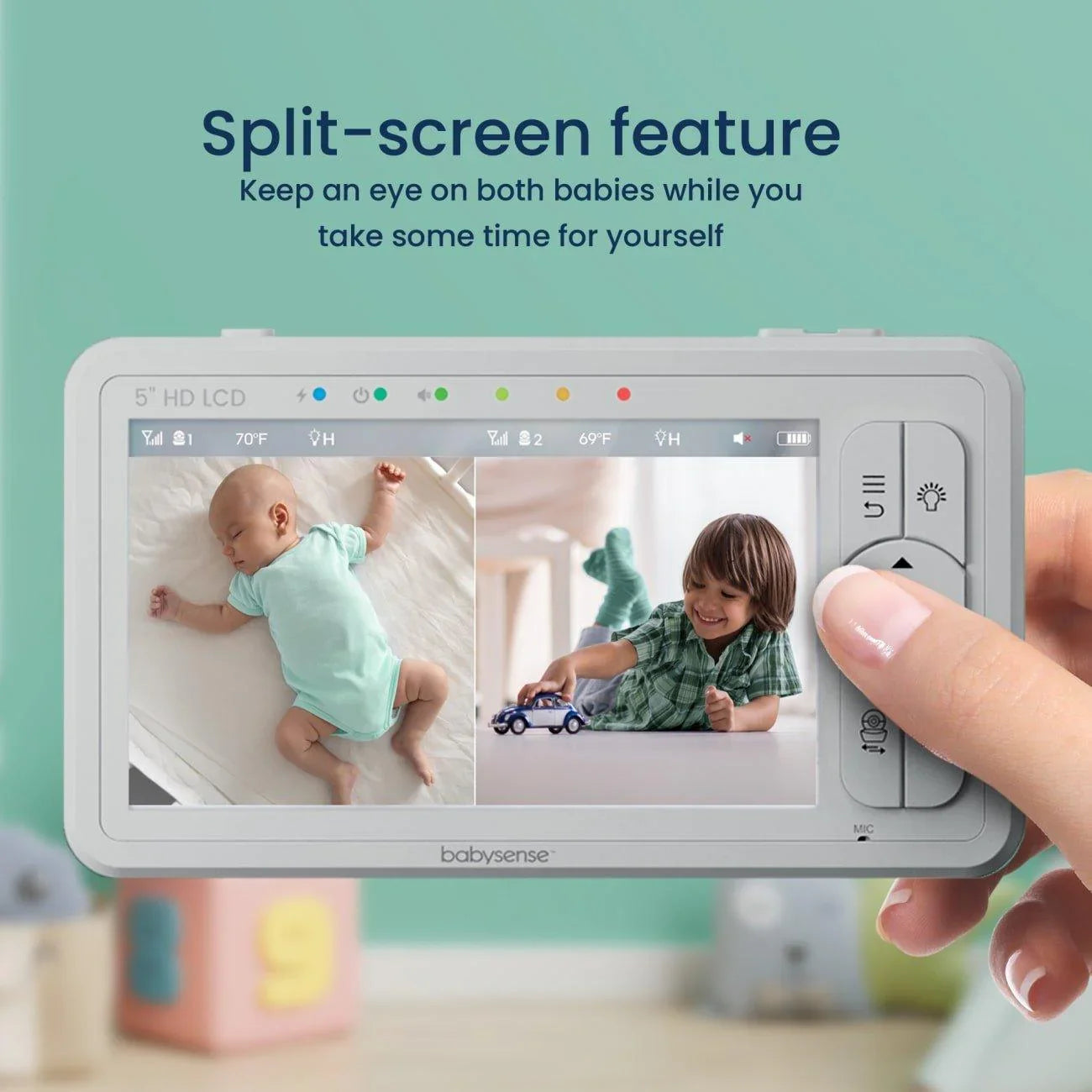Babysense HD S2: Video Baby Monitor with 2 Cameras, Non Wifi, Split Screen & Night Light Machine | Babysense - additional view