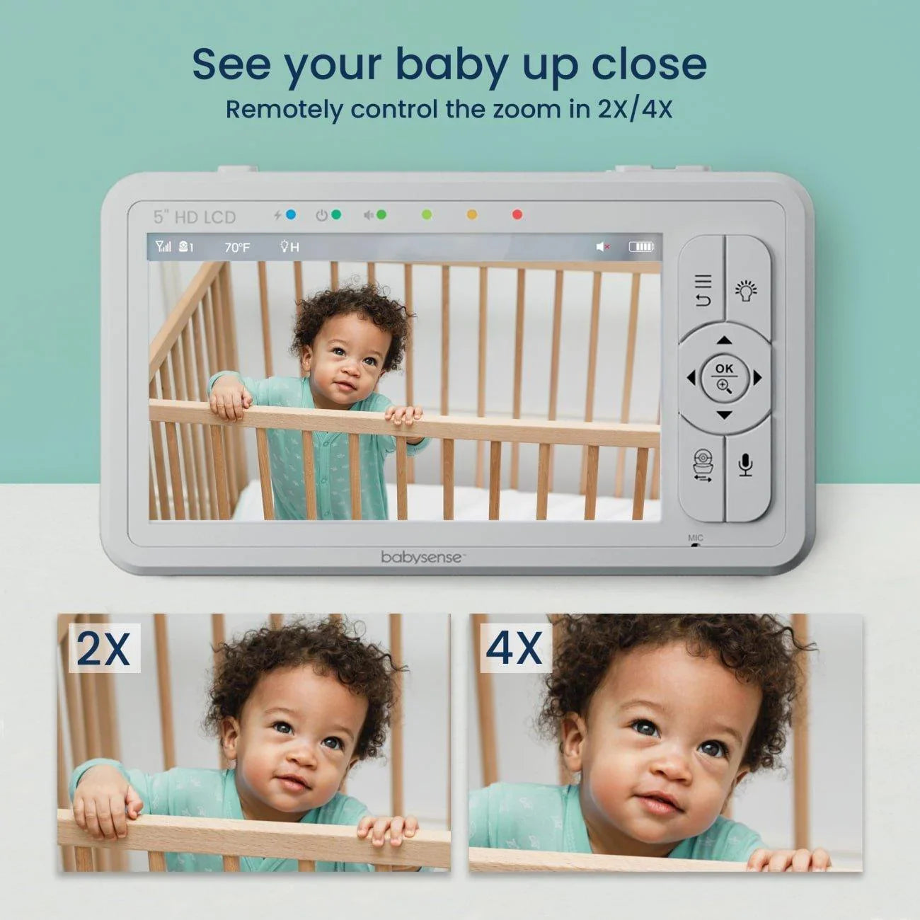 Babysense HD S2: Video Baby Monitor with 2 Cameras, Non Wifi, Split Screen & Night Light Machine | Babysense - additional view
