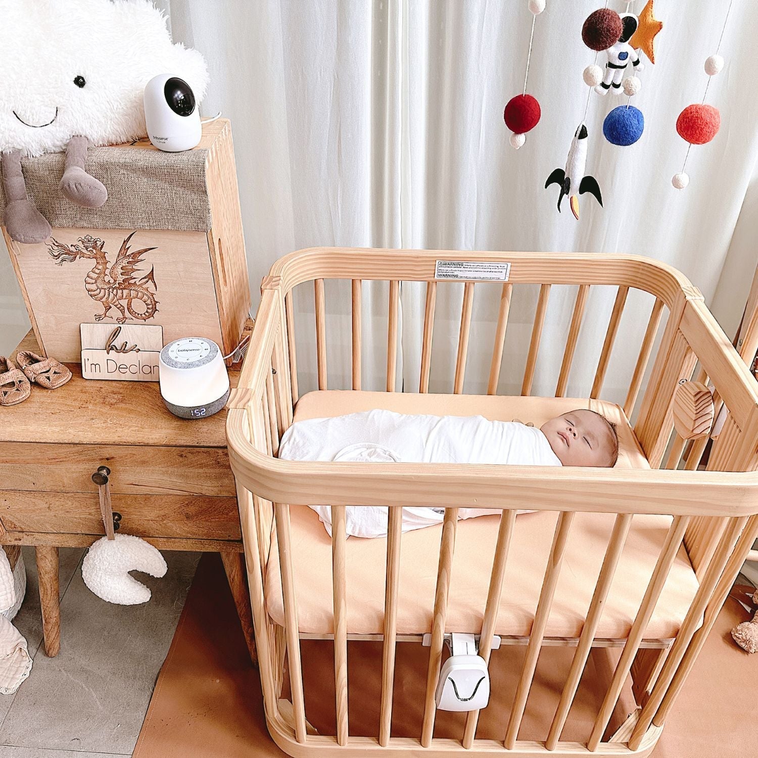 Babysense Safe Sleep Smart Nursery: Video Baby Monitor, Breathing Motion with Safety Alerts, Night Light & Sound Machine