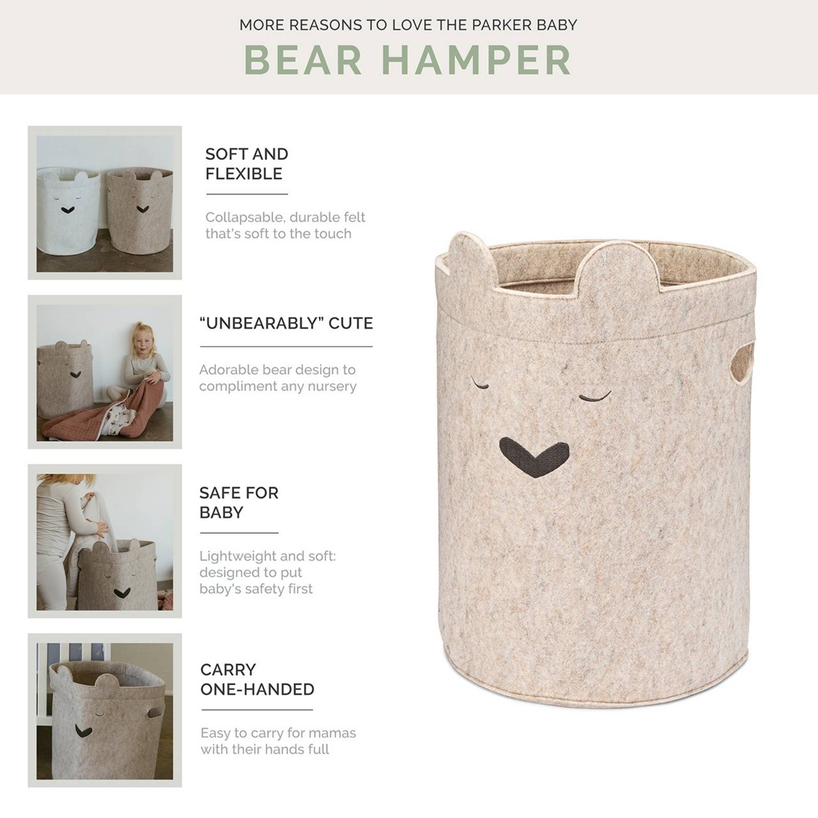 Bear Felt Laundry Hamper | Parker Baby Co. - additional view